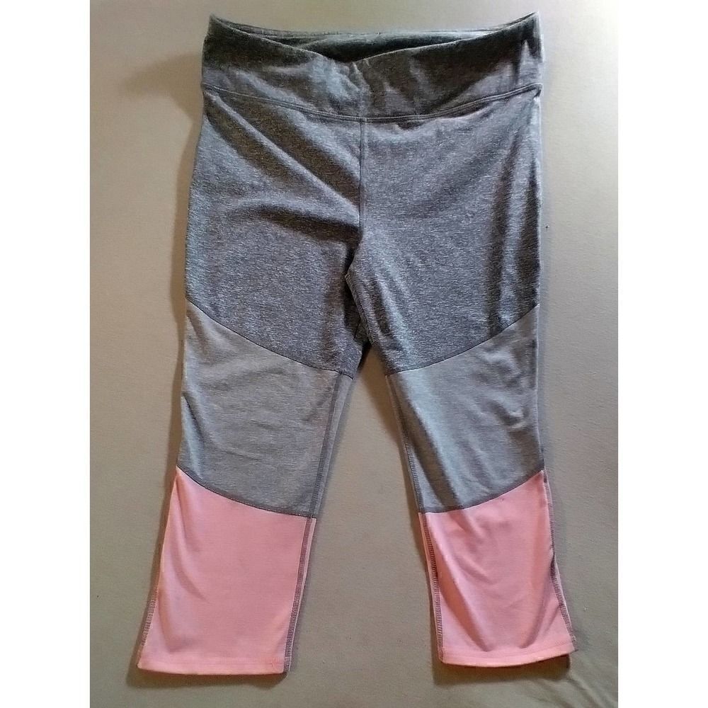 GAIAM WOMENS XL CAPRI LEGGINGS PINK AND GRAY